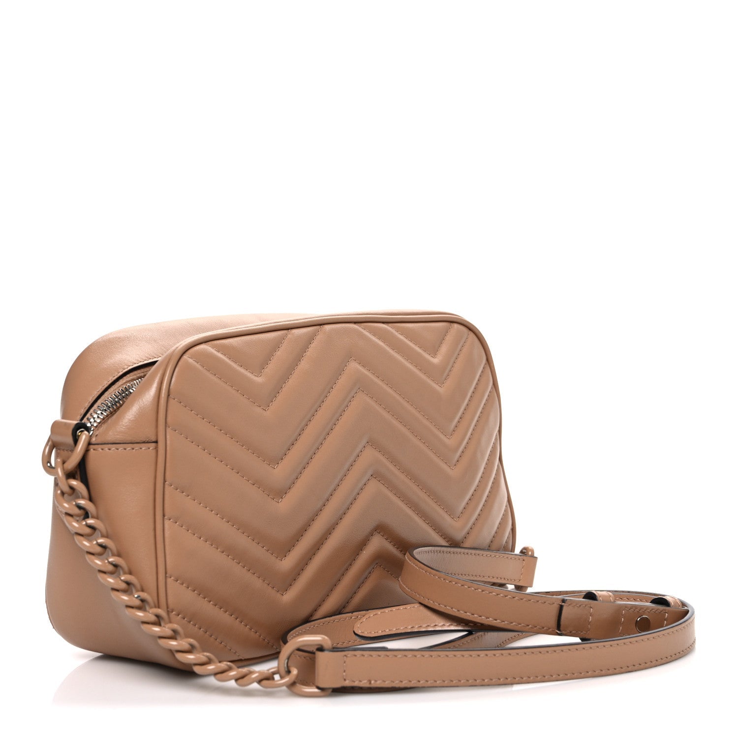 Calfskin Matelasse Monochrome Small GG Marmont Chain Shoulder Bag Camelia