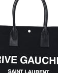 Linen Calfskin Rive Gauche Tote Black