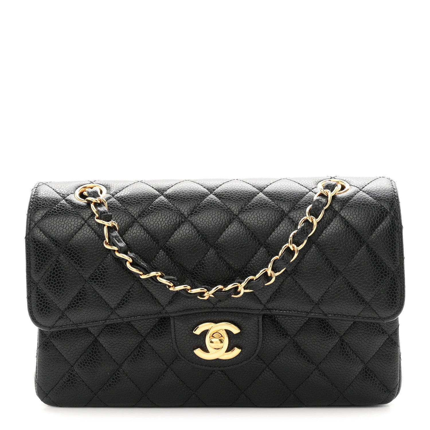 Caviar Quilted Small Double Flap Black