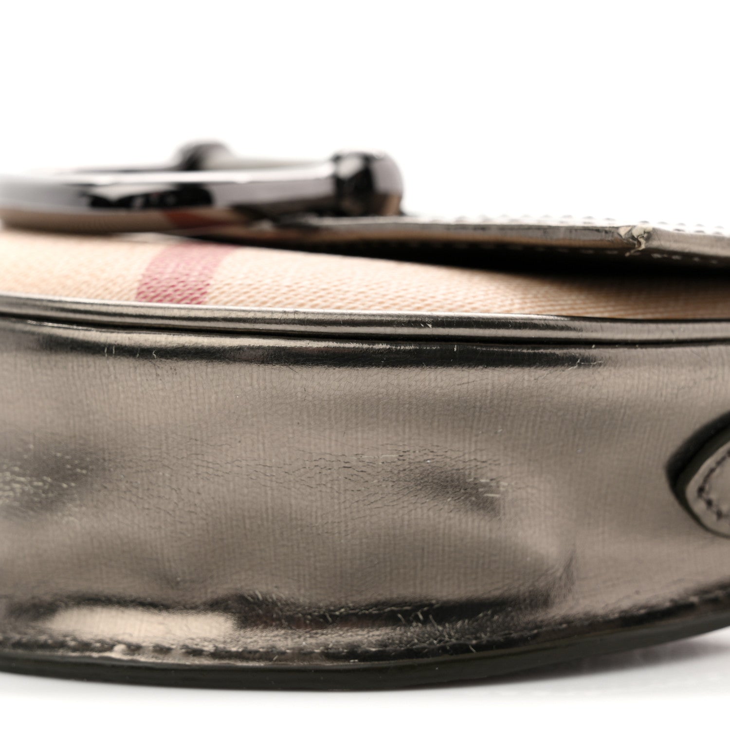 Patent Nova Check Mini Crossbody Bag Pewter