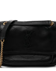 Lambskin Matelasse Monogram Baby Niki Chain Satchel Black