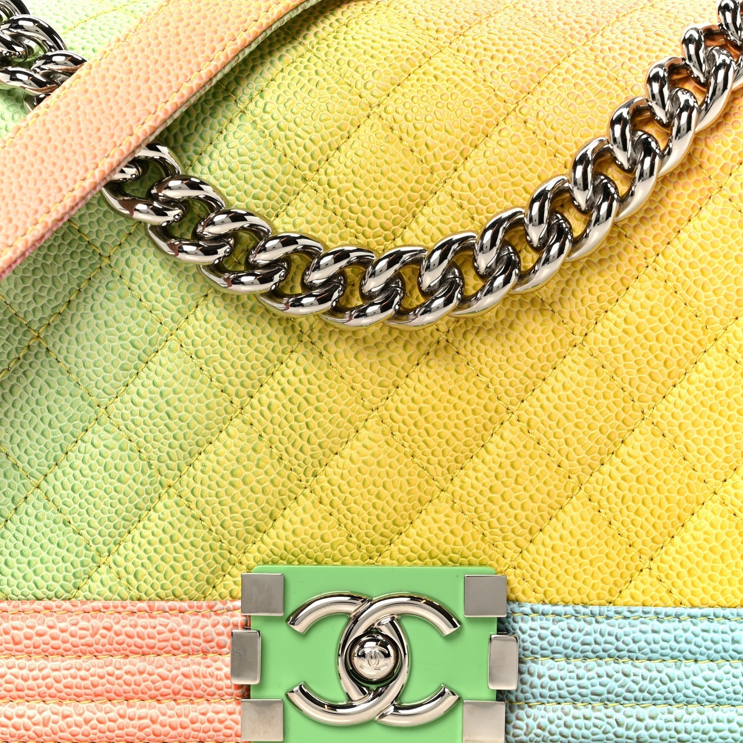 Caviar Quilted Medium Cuba Rainbow Boy Flap Multicolor
