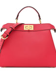 Vitello Seta Shiny Nappa Small Peekaboo I SEE U Satchel Lampone Light Rose