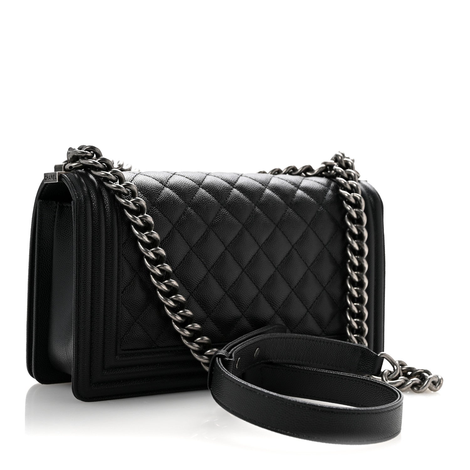 Caviar Quilted Medium Boy Flap Black