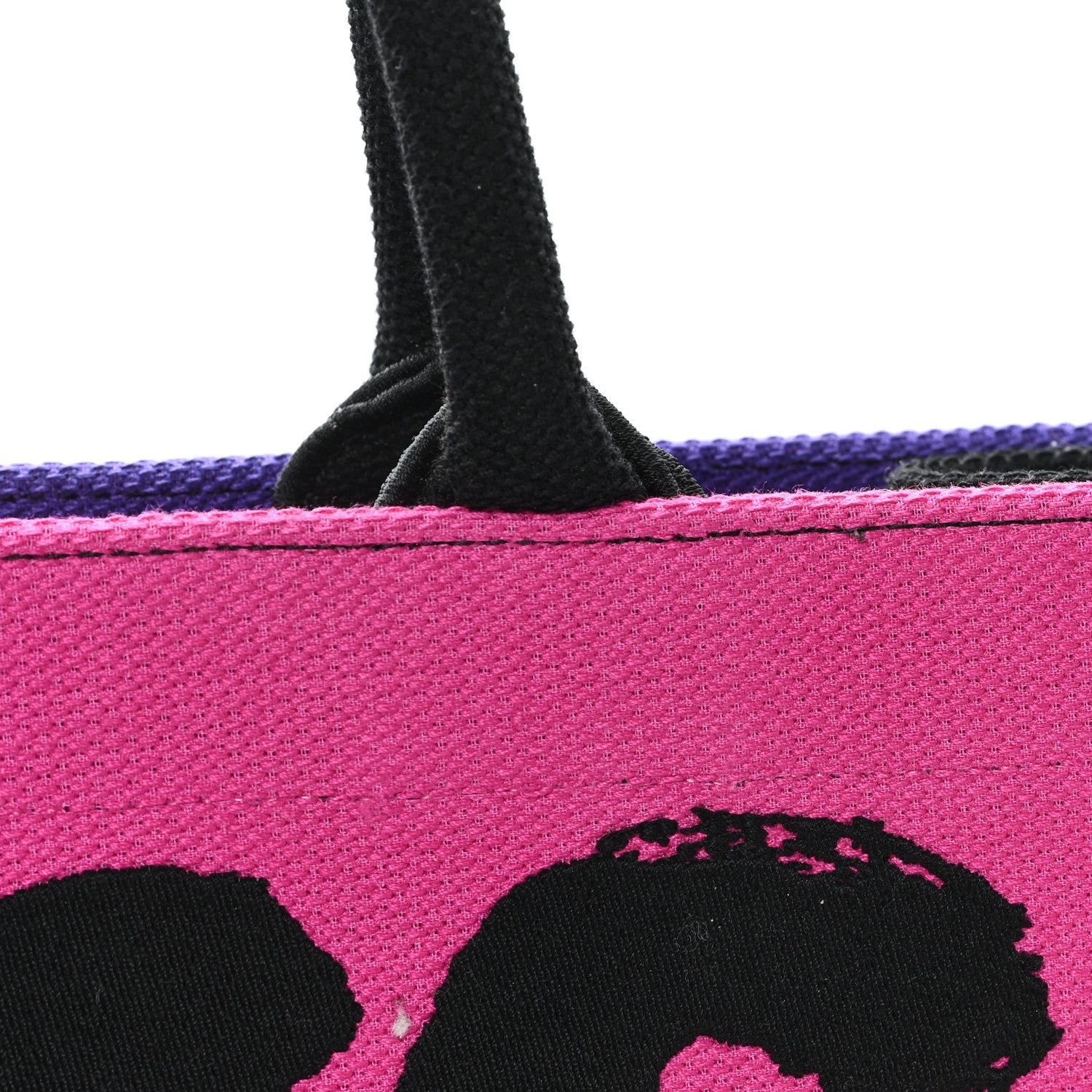 Canvas Embroidered Large Miss D1OR Graffiti Book Tote Fuchsia Purple