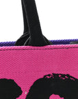 Canvas Embroidered Large Miss D1OR Graffiti Book Tote Fuchsia Purple