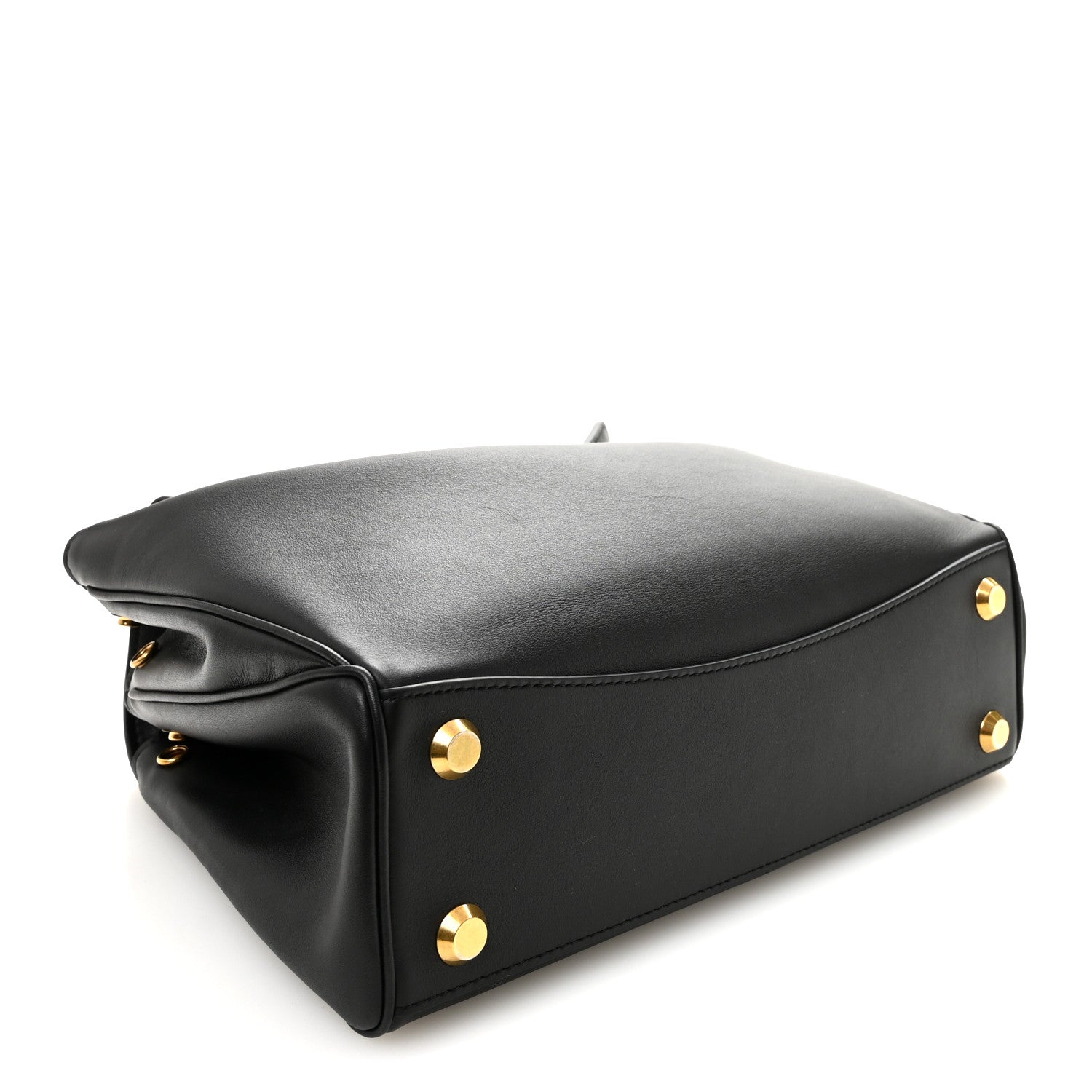 Natural Smooth Calfskin Small Rodeo Top Handle Handbag Black