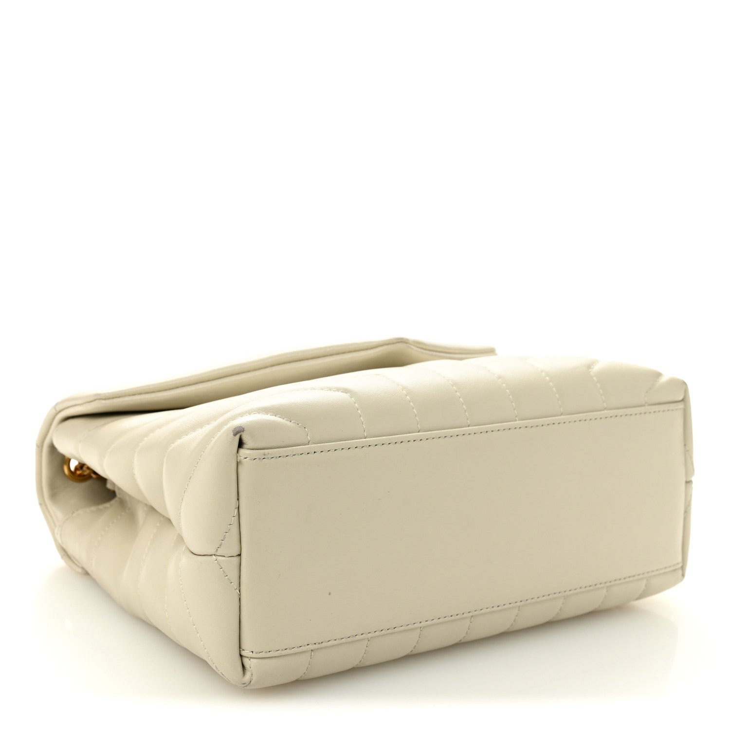Calfskin Y Quilted Monogram Small Loulou Chain Satchel Blanc Vintage