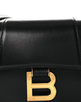 Natural Smooth Calfskin Small Hourglass Sling Bag Black
