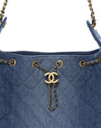 Washed Denim Quilted Medium CHNL 25 Handbag Blue