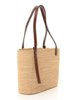 Raffia Small Square Basket Tote Bag Natural Tan