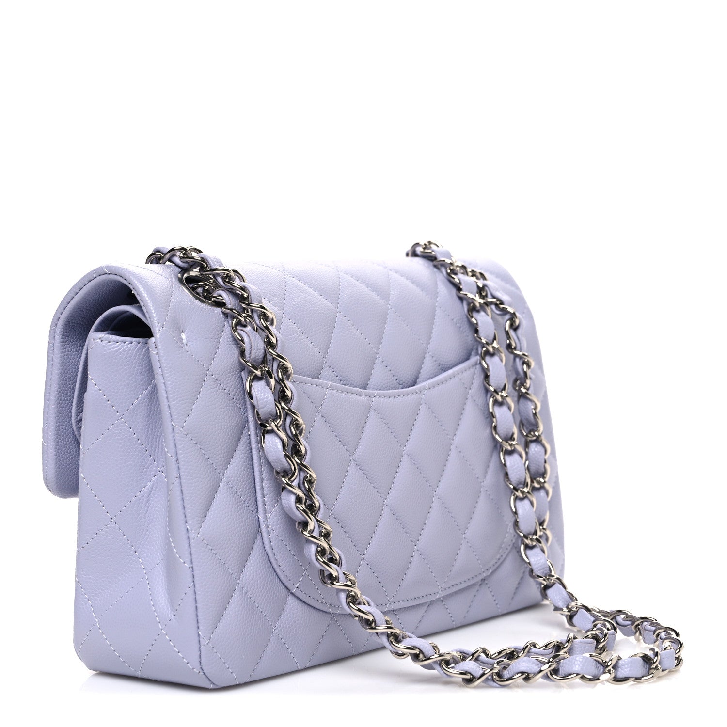 Caviar Quilted Small Double Flap Light Purple