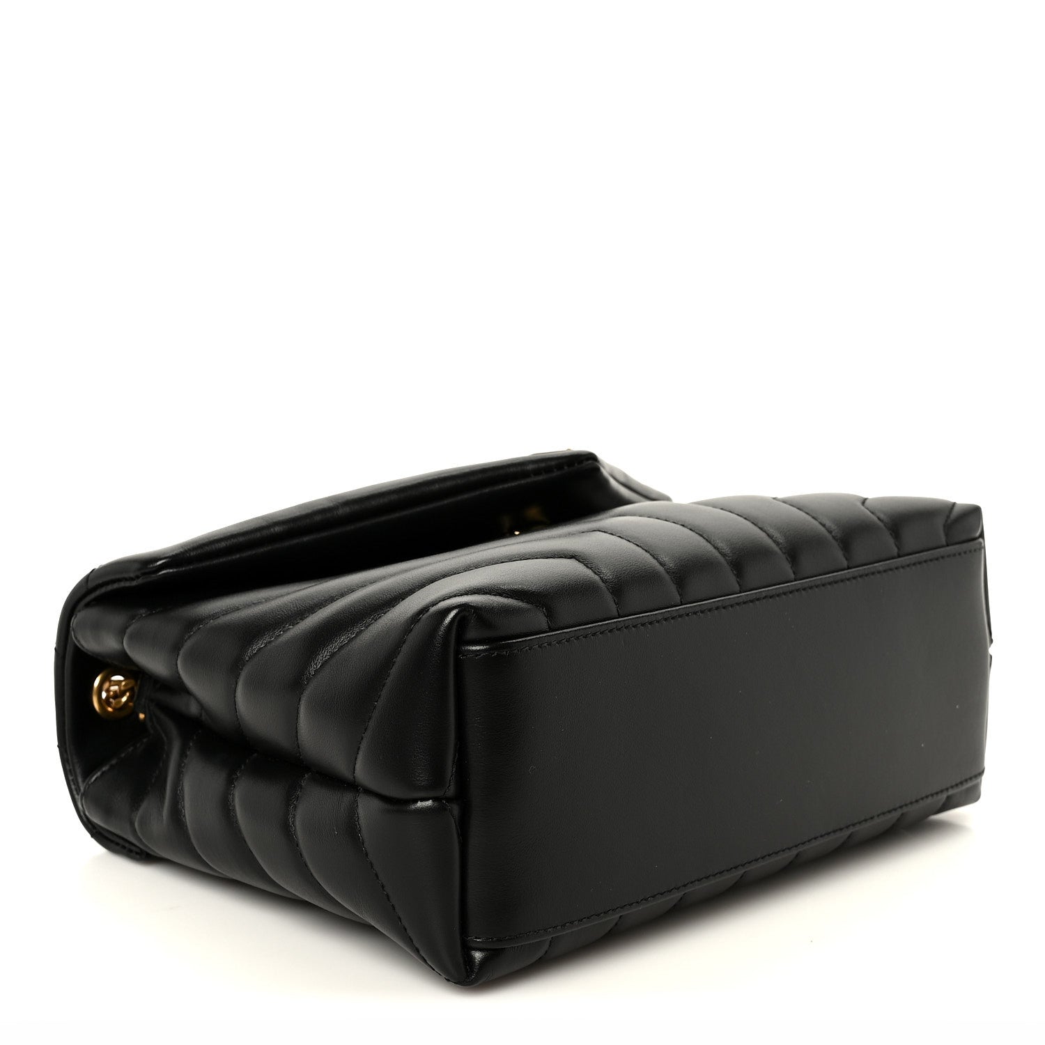 Calfskin Y Quilted Monogram Small Loulou Chain Satchel Black