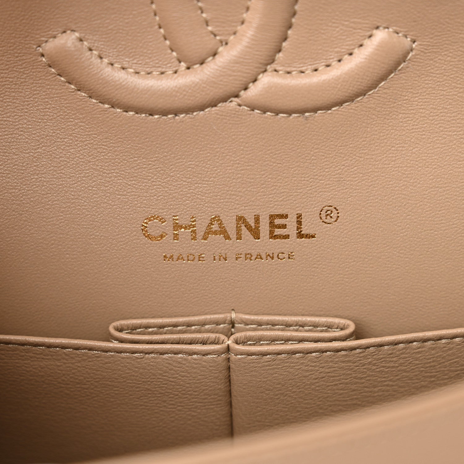 Caviar Quilted Medium Double Flap Dark Beige