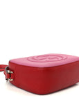 Dollar Calfskin Bi-Color Small Soho Disco Bag New Rosette Hibiscus Red