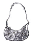 Metallic Agneau Arena Leopard Le Cagole Shoulder Bag XS Dark Grey