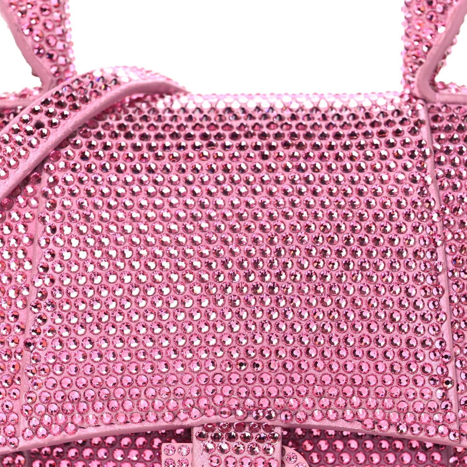 Strass Suede Hourglass Top Handle Bag XS Pink