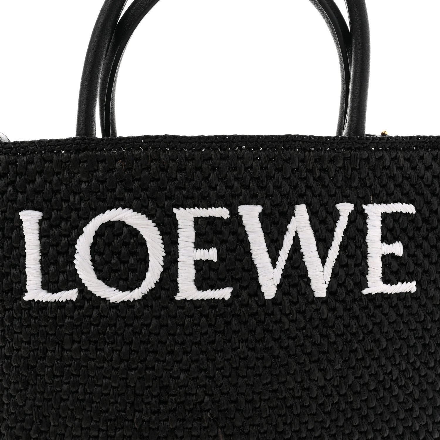 Raffia Calfskin Standard A4 Tote Bag Black