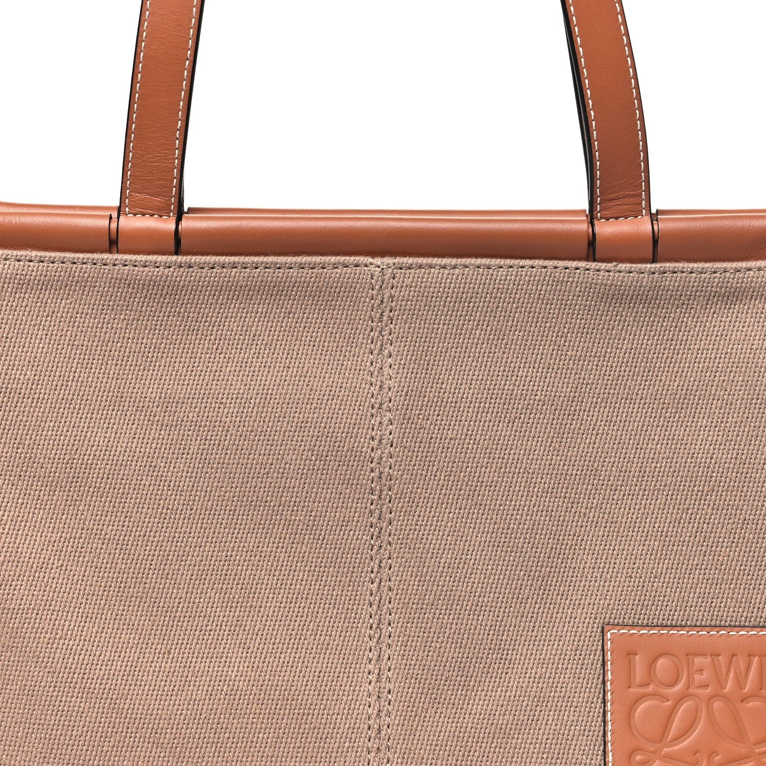 Canvas Calfskin Cushion Tote Taupe