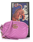 Calfskin Matelasse Mini GG Marmont Chain Shoulder Bag Candy Mousse