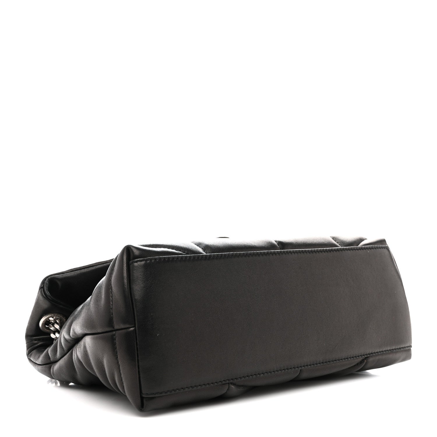 Lambskin Quilted Small Loulou Puffer Monogram Chain Satchel Black