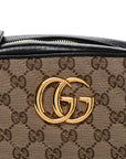 Monogram Matelasse Diagonal Small GG Marmont Chain Shoulder Bag Beige Black