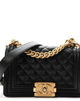 Caviar Quilted Small Boy Flap Black