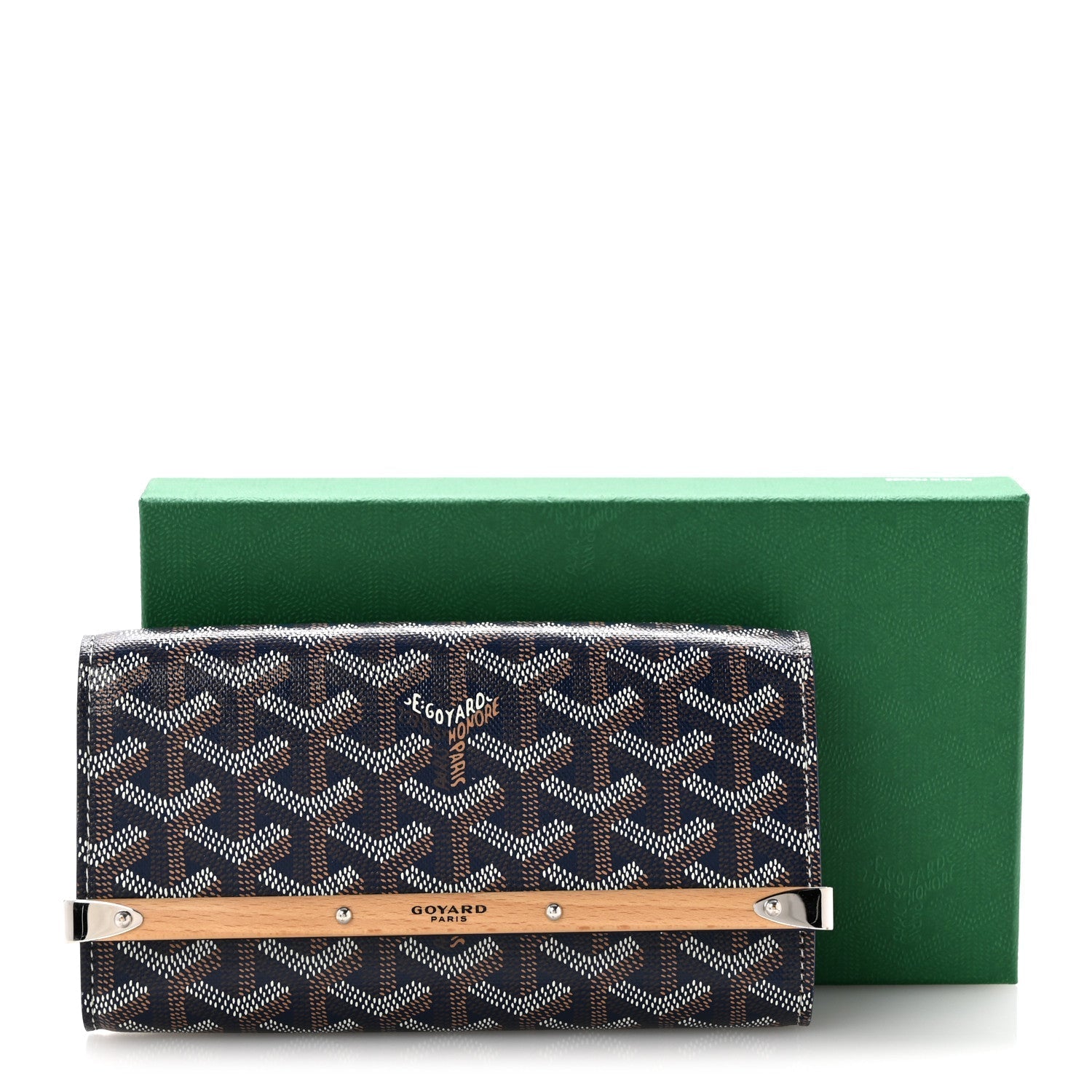 Goyardine Monte Carlo Bois Clutch Navy