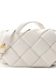 Nappa Intreccio Padded Top Handle Shoulder Bag White