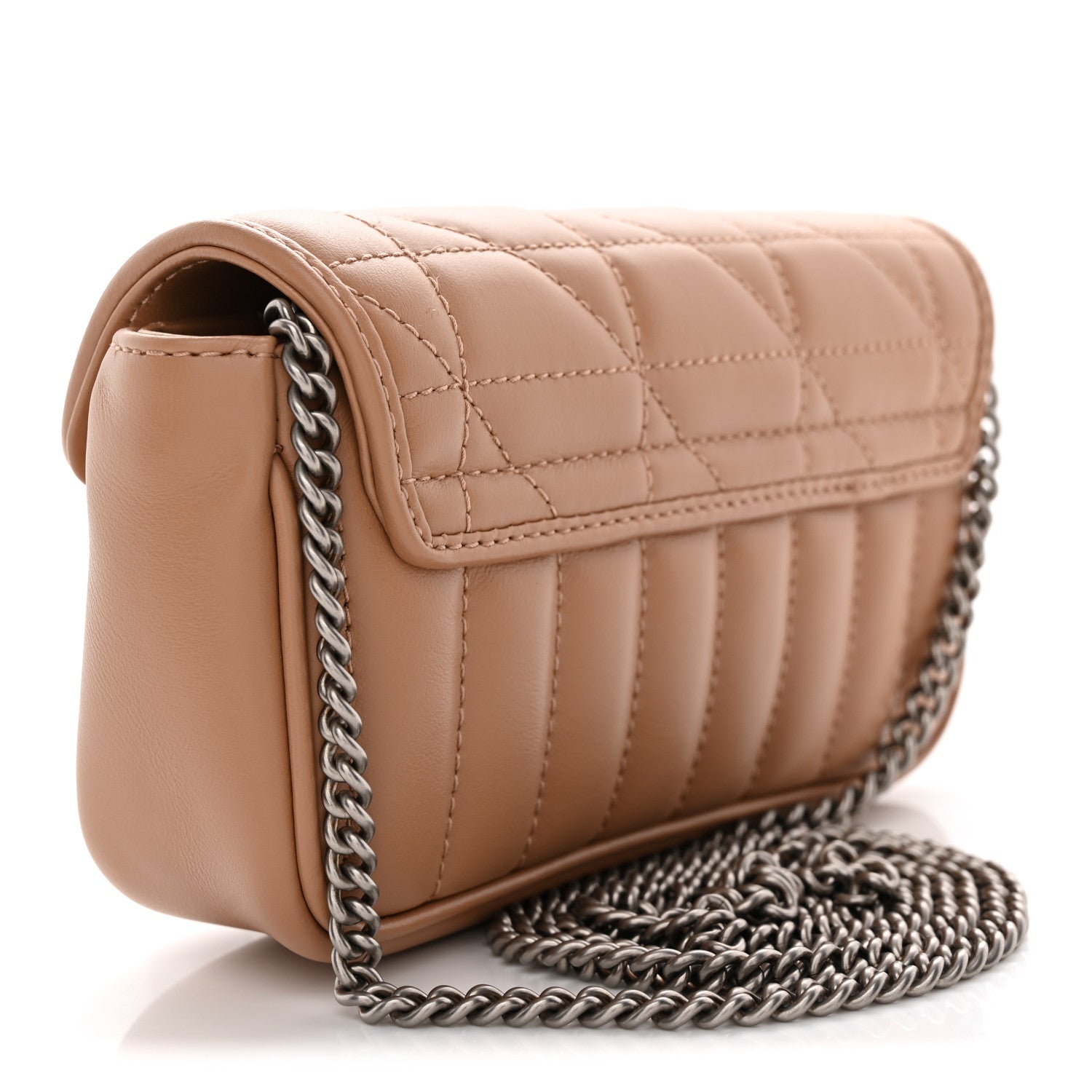 Calfskin Matelasse Aria Super Mini GG Marmont Shoulder Bag Camelia