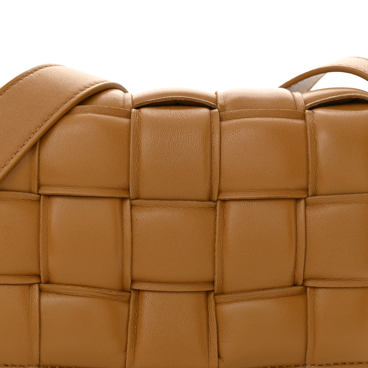 Nappa Maxi Intreccio Small Padded Cassette Crossbody Bag Camel