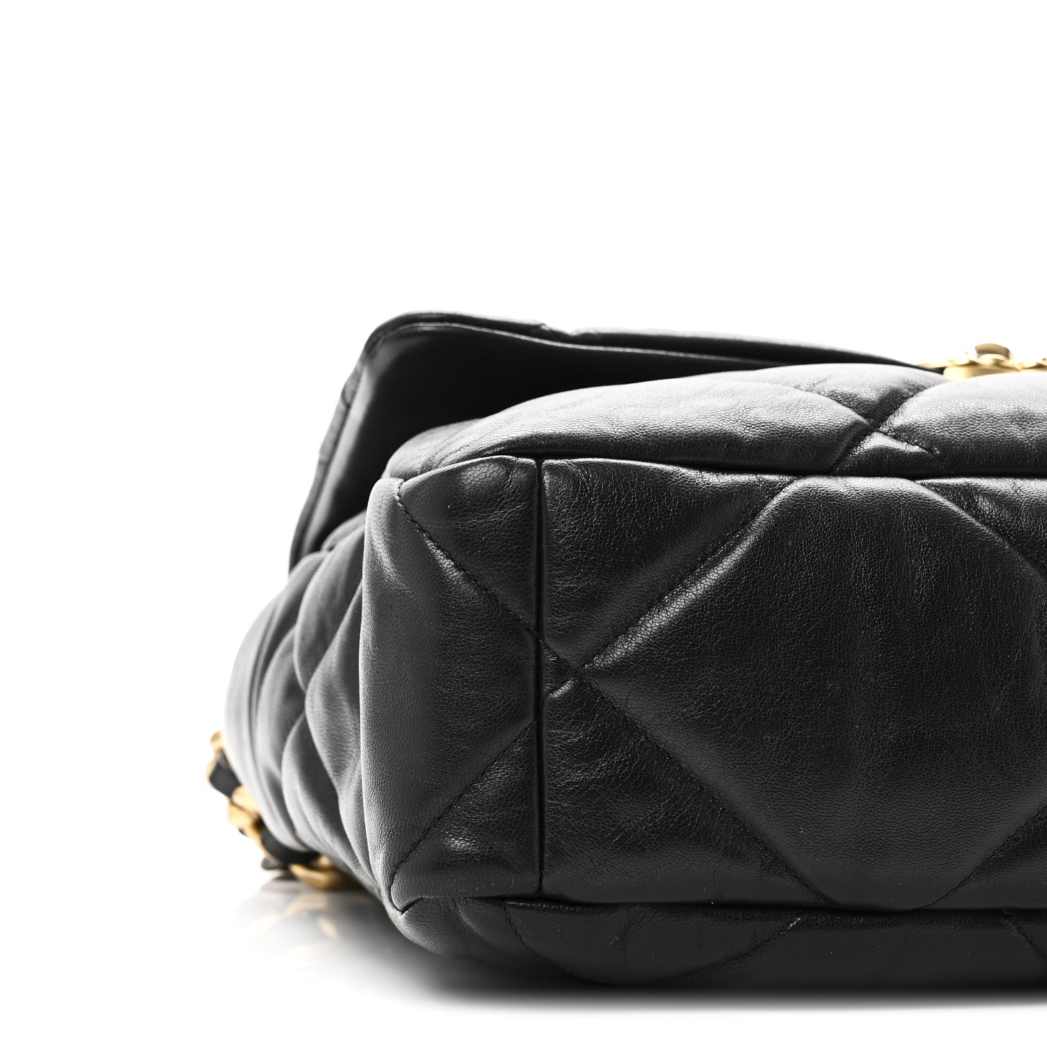 Goatskin Quilted Large CHNL 19 Flap Black