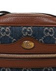 New Denim GG Monogram Dollar Calfskin Mini Ophidia Shoulder Bag Blue Tea Cuir Epilog