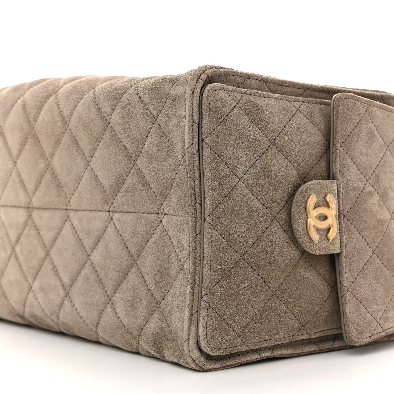 Suede Quilted Medium CHNL 25 Handbag Dark Grey
