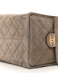 Suede Quilted Medium CHNL 25 Handbag Dark Grey