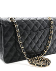 Caviar Quilted Medium Double Flap Black
