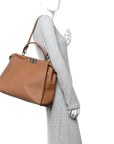 Cuoio Romano Selleria Bi-Color Large Peekaboo Iconic Satchel  Mou Deserto