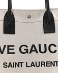 Linen Calfskin Rive Gauche Tote Greggio Natural
