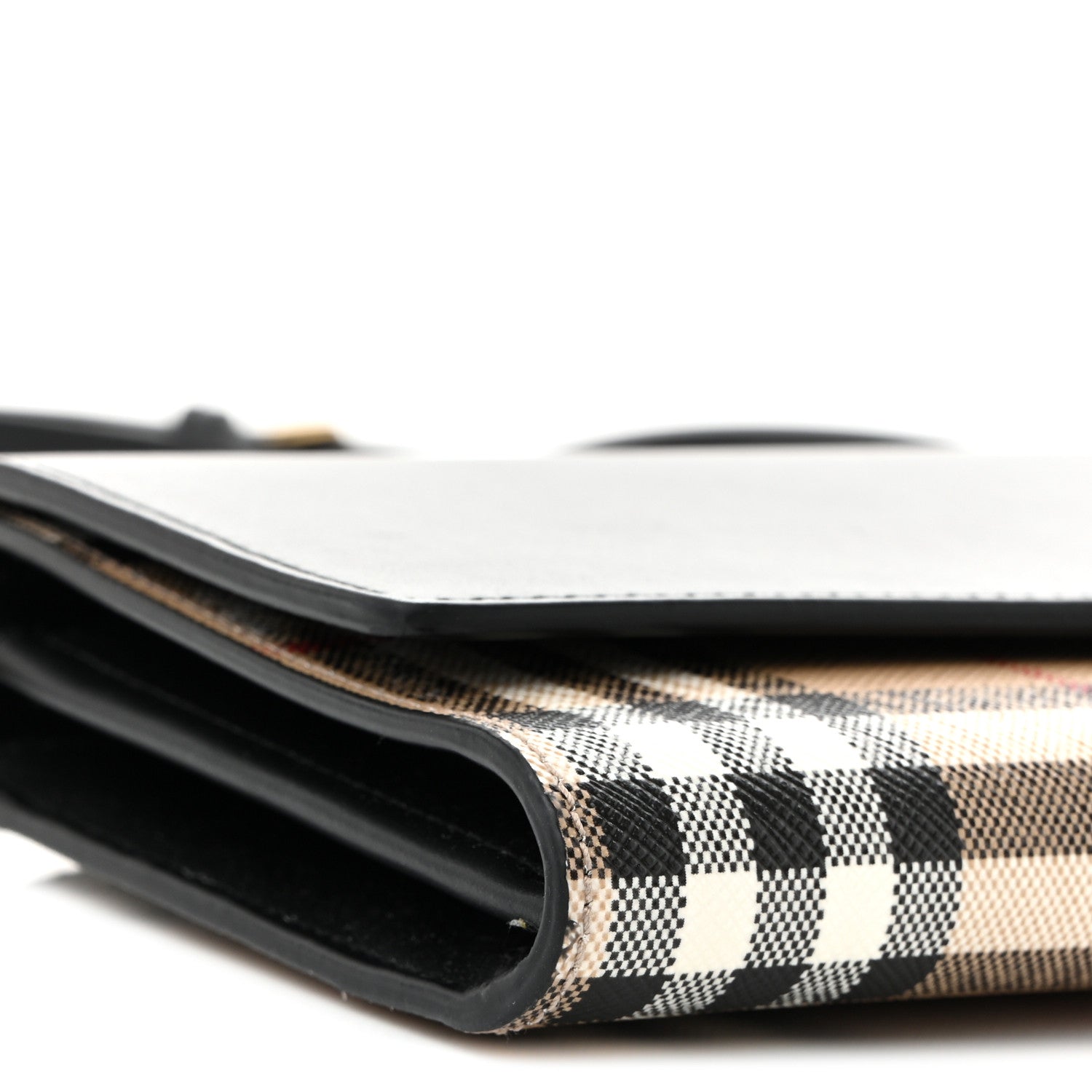 Calfskin Vintage Check Hannah Wallet with Detachable Strap Black