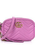 Calfskin Matelasse Mini GG Marmont Chain Shoulder Bag Candy Mousse