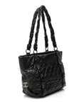 Distressed Lambskin Vintage Ligne Lady Braid Tote Black