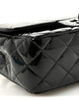 Patent Calfskin Quilted Mini Rectangular Flap So Black