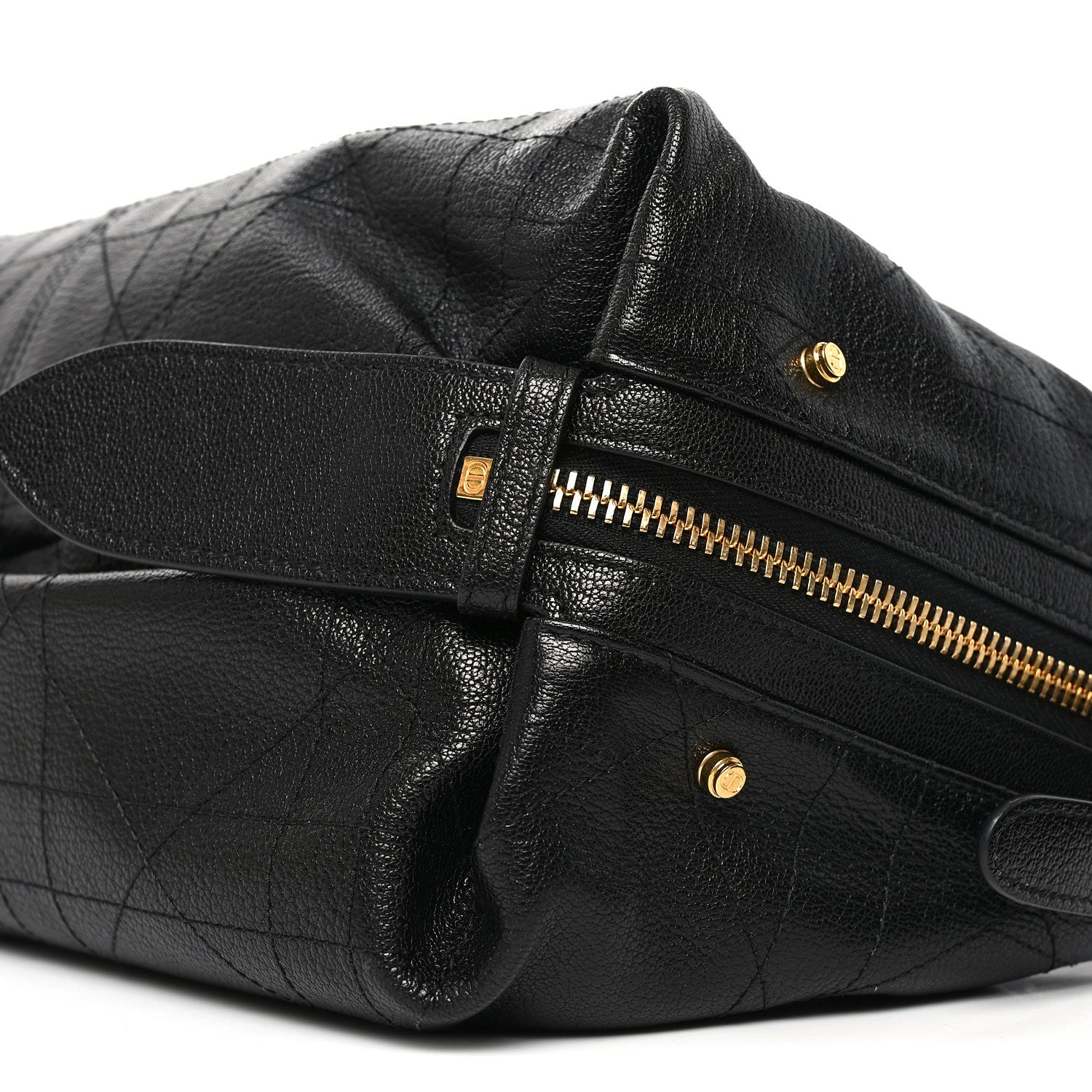 Shiny Grained Calfskin Macrocannage Medium D-Journey Bag Black