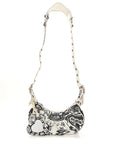 Agneau Arena Graffiti Le Cagole Shoulder Bag XS White Black