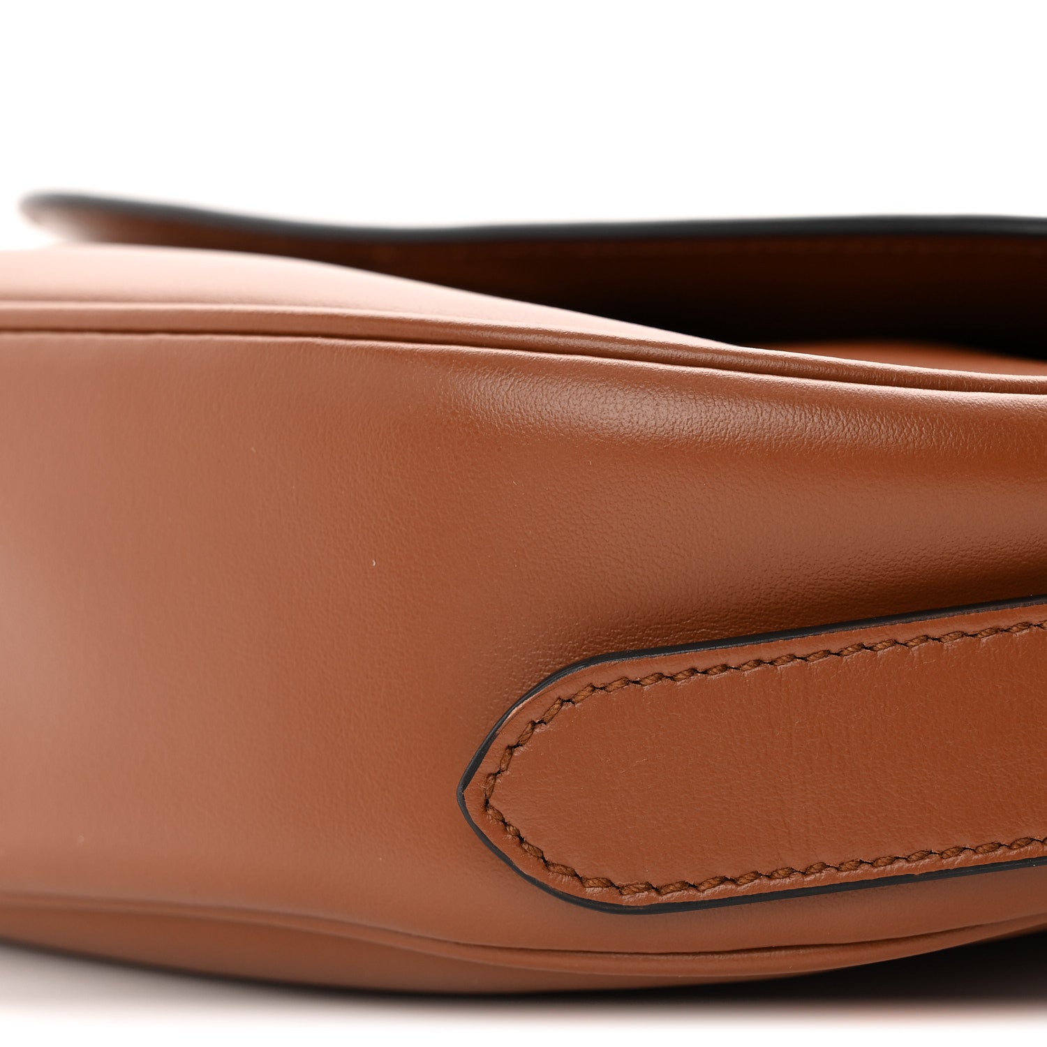 Soft Calfskin Traingle Arque Flap Shoulder Bag Cognac