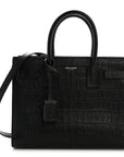 Calfskin Crocodile Embossed Baby Sac De Jour Black
