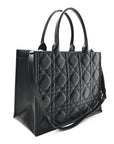 Calfskin Macro Cannage Medium Book Tote Black