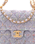 Tweed Quilted Pearl Twist Mini Rectangular Flap Purple