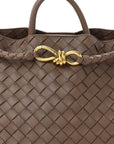 Nappa Intrecciato Medium Andiamo Shoulder Bag Taupe Grey