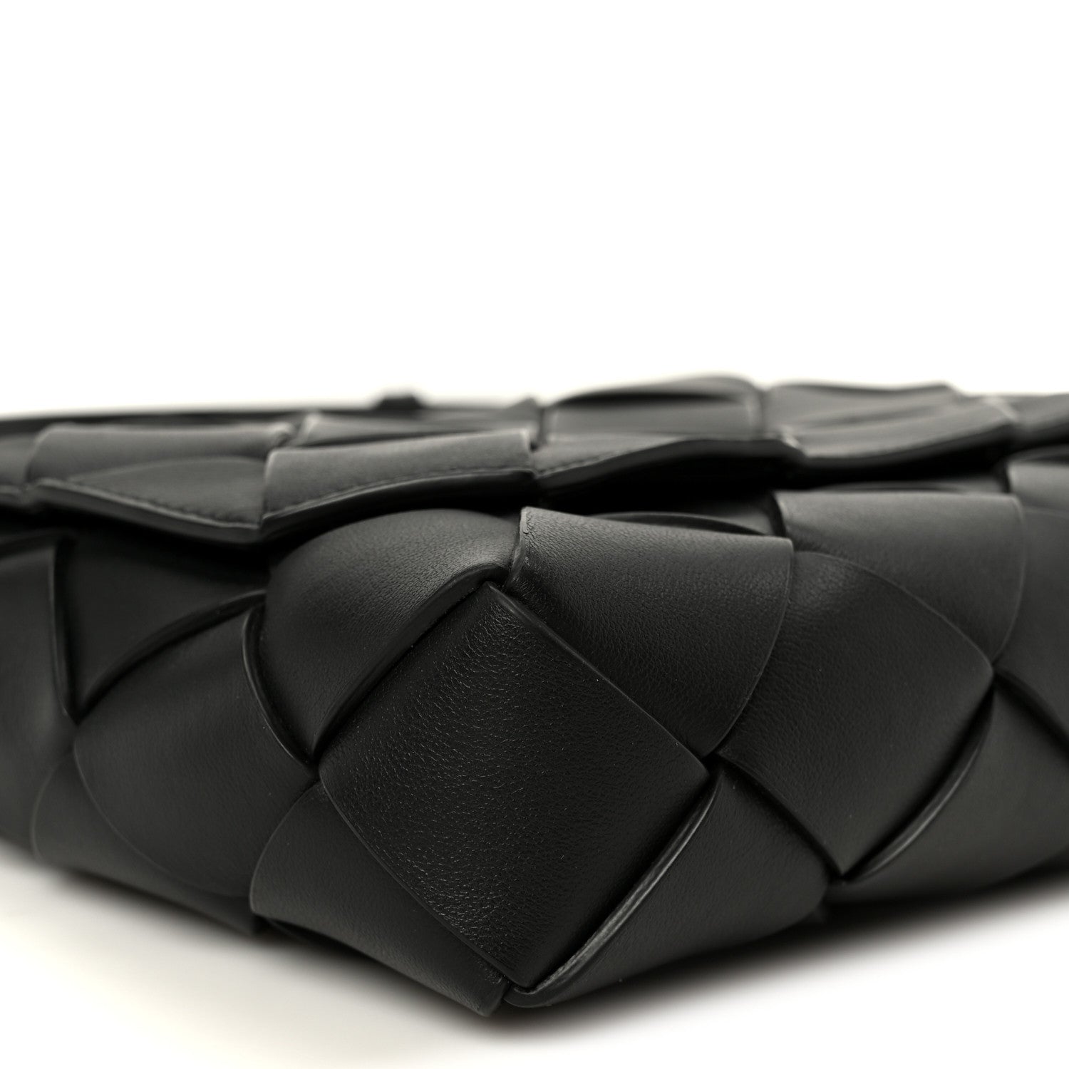 Grained Calfskin Intreccio Small Diago Crossbody Bag Black